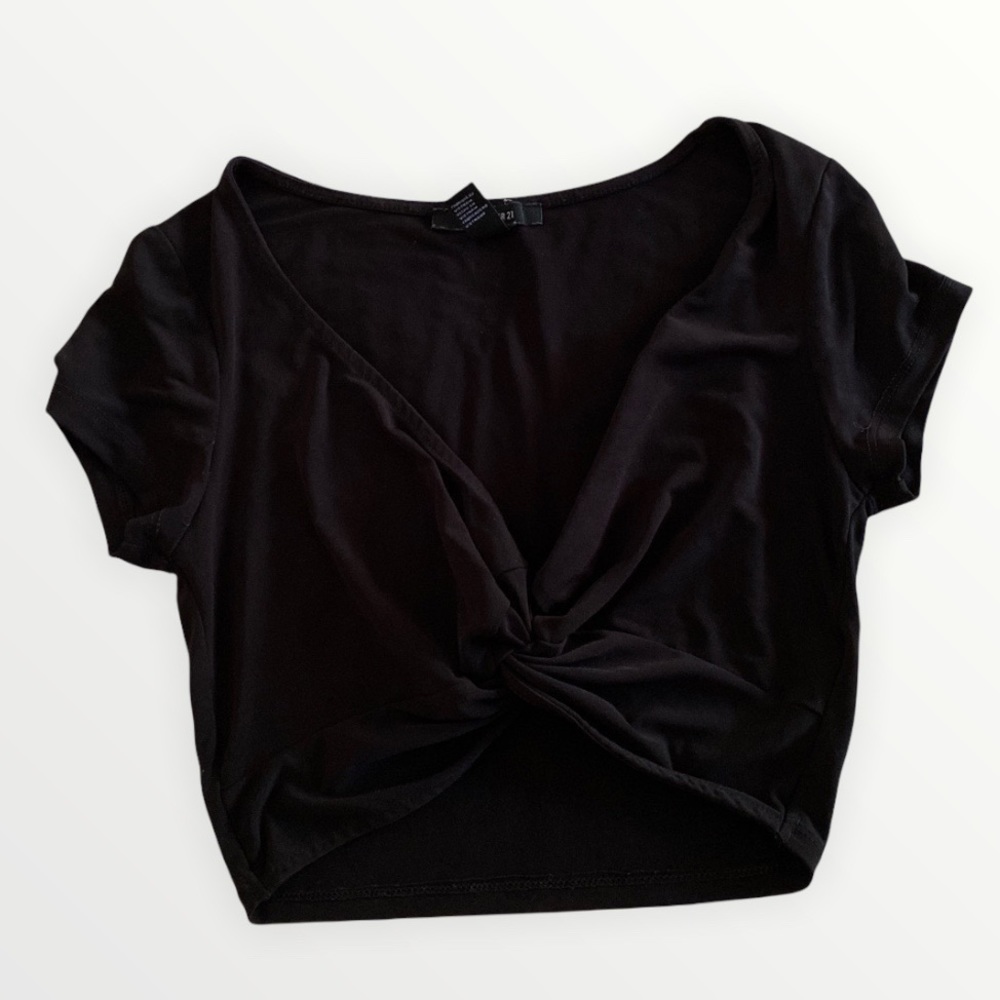 forever 21 black criss cross twist front crop top